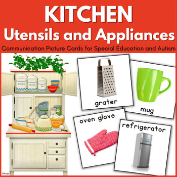 Preview of Kitchen Tools Utensils Appliances Picture Cards Autism Visuals Special Education