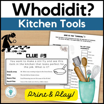 Preview of Kitchen Tools Whodidit Game for Culinary, Life Skills, FACS, Kitchen Equipment