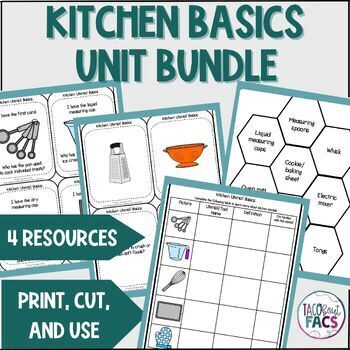 Preview of Kitchen Utensil Basics Unit Bundle - FCS FACS Culinary Arts - Notes Games 