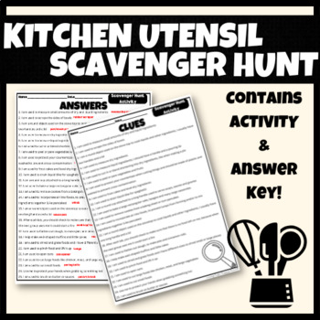 Preview of Kitchen Utensil Scavenger Hunt | FCS, FACS, Cooking