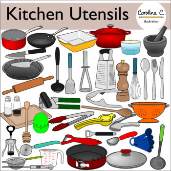 Kitchen Utensils Clip Art by Caroline C Illustration