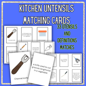 Preview of Kitchen Utensils Definitions Matching Game Prostart