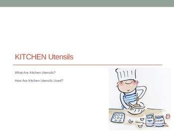 Preview of Kitchen Utensils Power Point, Utensils Card Match Activity, Name that Utensil