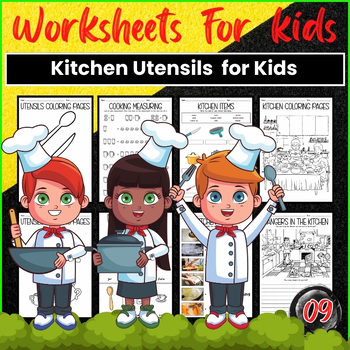Preview of Kitchen Utensils Worksheet for Kids
