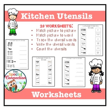 Preview of Kitchen Utensils: Worksheets