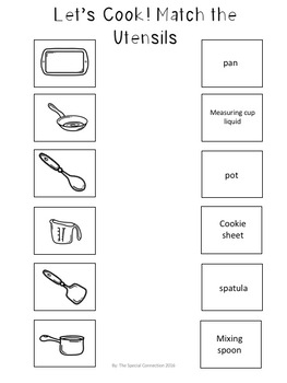 Kitchen Utensils: Worksheets by The Special Connection TpT