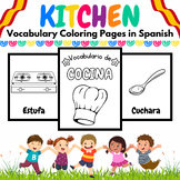 Kitchen Vocabulary Coloring Pages in Spanish for PreK & K 