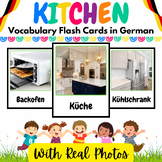 Kitchen Vocabulary Real Flash Cards in German for PreK & K