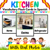 Kitchen Vocabulary Real Flash Cards in Spanish for PreK & 