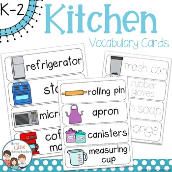 Preview of Kitchen Vocabulary Word Wall Cards plus Write & Wipe Version