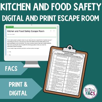 Preview of Kitchen and Food Safety Print and Digital Escape Room - FACS FCS  Culinary Arts