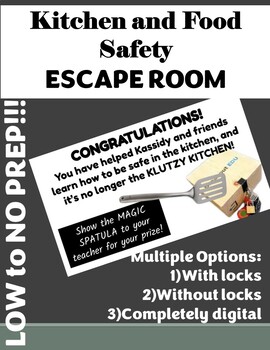 Preview of Kitchen and Food Safety and Tools Escape Room (Digital and Print Breakout)