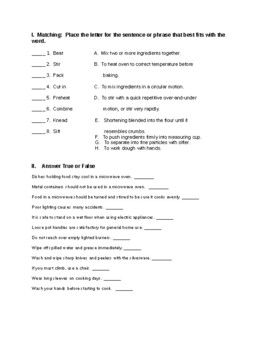 Preview of Kitchen terms and food safety