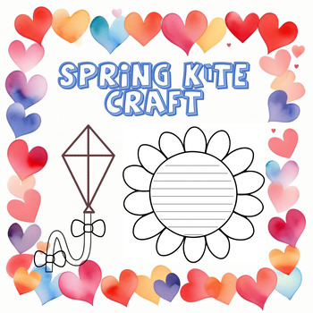 Preview of Kite Craft Template - Spring Writing Prompts - April Bulletin Board  - 4K
