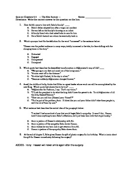 Kite Runner Chapter Tests Worksheets Teaching Resources Tpt