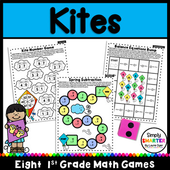 Preview of Kites Themed First Grade Math Games