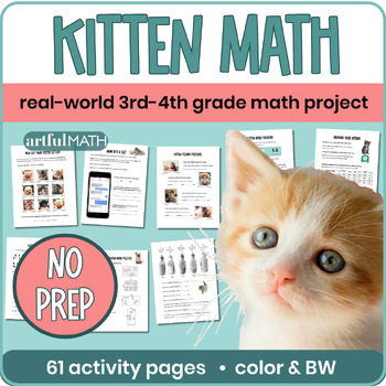 Preview of 4th Grade Math PBL | Fun NO PREP Real-World Math Review Activities | Kitten Math