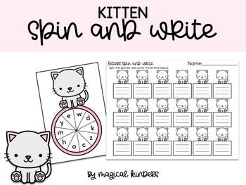 Preview of Kitten Numbers and Letters Spin and Write - Pre-K and Kinder Handwriting