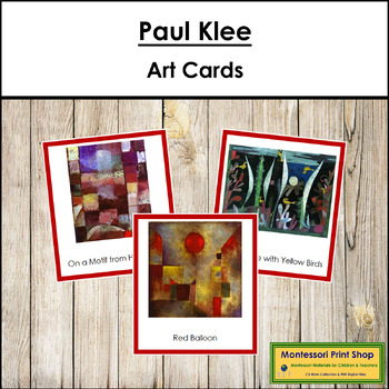 Paul Klee 3-Part Art Cards (color borders) - Famous Artist - Montessori