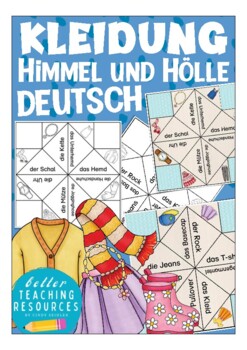 Preview of Kleidung Deutsch Spiel (clothes game) Himmel und Hölle Grundschule