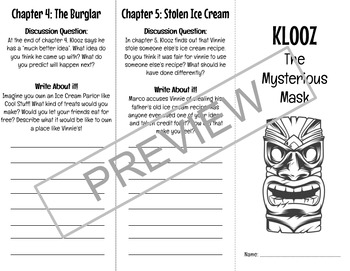 Preview of Klooz: The Mysterious Mask Comprehension Booklet