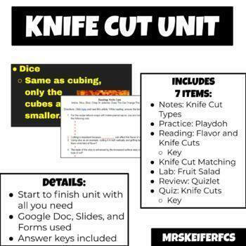 Preview of Knife Cut Unit | Nutrition and Culinary | FCS