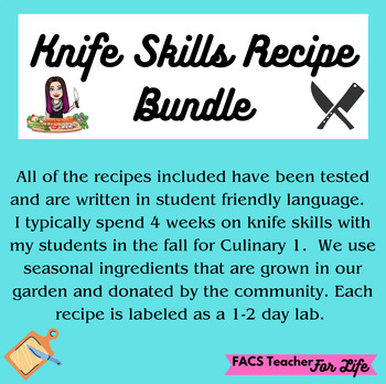 Preview of Knife Skills Recipe Bundle - FACS, FCS, Culinary, High School