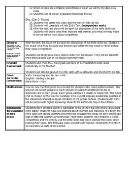 Knife Skills Unit Lesson Plan by Family Consumer Science Resources
