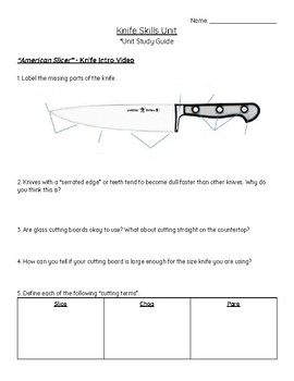 Preview of Knife Unit Study Guide