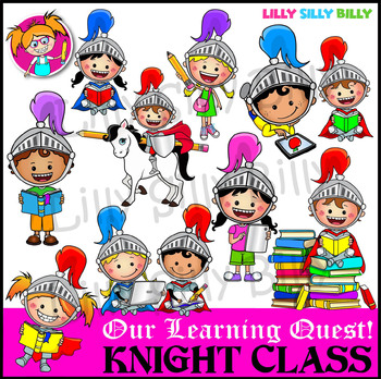Preview of Knight Class - Our Learning Quest. Clipart set color & Black/ White.
