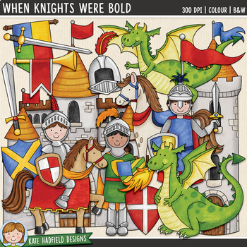 Preview of Knights and Dragons Fairy Tale Clip Art (Kate Hadfield Designs)