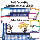 Knit Sweater Winter Agenda Slides | Bilingual | English & 