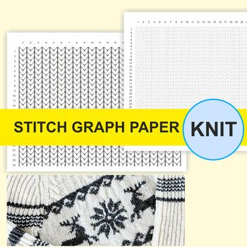Preview of Knit stitch graph paper blank for colorwork charts, Knitting Stitch Printable