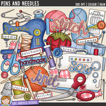 free clipart knitting needles and sewing items