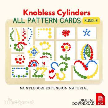 Preview of Knobless Cylinders Pattern Cards BUNDLE Montessori Sensorial Material Extension