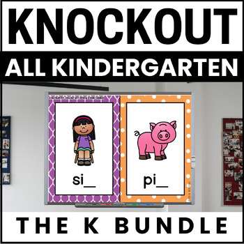 Preview of Kindergarten Math Games - Kindergarten ELA Games - Kindergarten Knockout BUNDLE