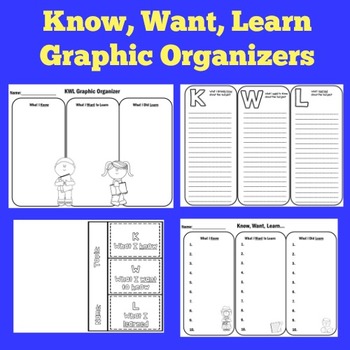 Preview of KWL CHART TEMPLATES GRAPHIC ORGANIZERS Printable 1st 2nd 3rd Grade