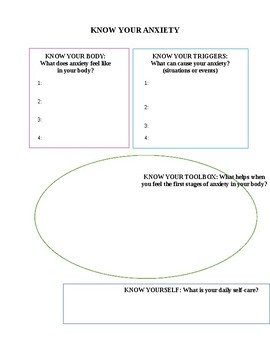 Preview of Know Your Anxiety: Anxiety worksheet