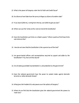 u.s. constitution assignment answer key