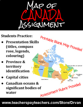 Preview of Know Your Country: Map of Canada Assignment (& Accompanying Quiz)