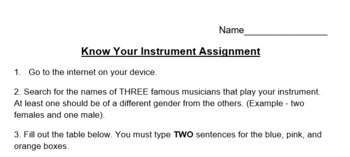 Preview of Know Your Instrument Project - Electronic Device Suggested