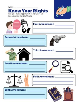 Preview of Know Your Rights Worksheet - Bill of Rights - FREE PDF