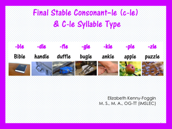 Preview of Know the Code: Syllable Types - Consonant -le (cle)