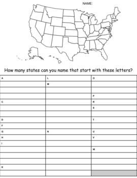 Preview of Know your States Quiz