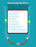 Knowledge Necklace Packet and Directions For Kindergarten 