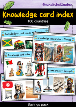 Preview of Knowledge card index - 100 countries - economy pack - material pack