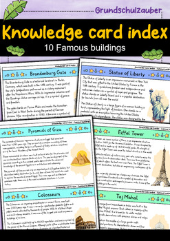 Preview of Knowledge card index - Famous buildings (English)