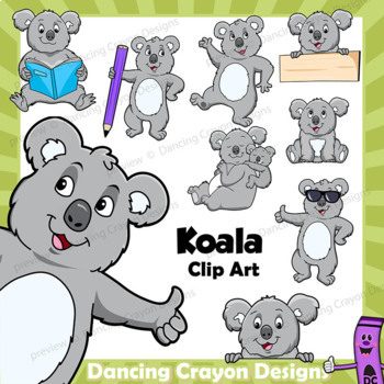 Koala Clip Art, Australian Animal by Dancing Crayon Designs