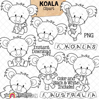 koala clipart black and white