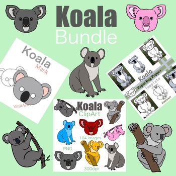 Preview of Koala bundle, clipart, puppet and mask